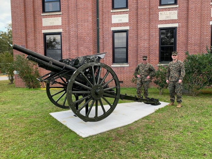 Replica wheels made for a Type 95 Field Guns on display at the U.S. Marine Corps Museum in Parris Island.