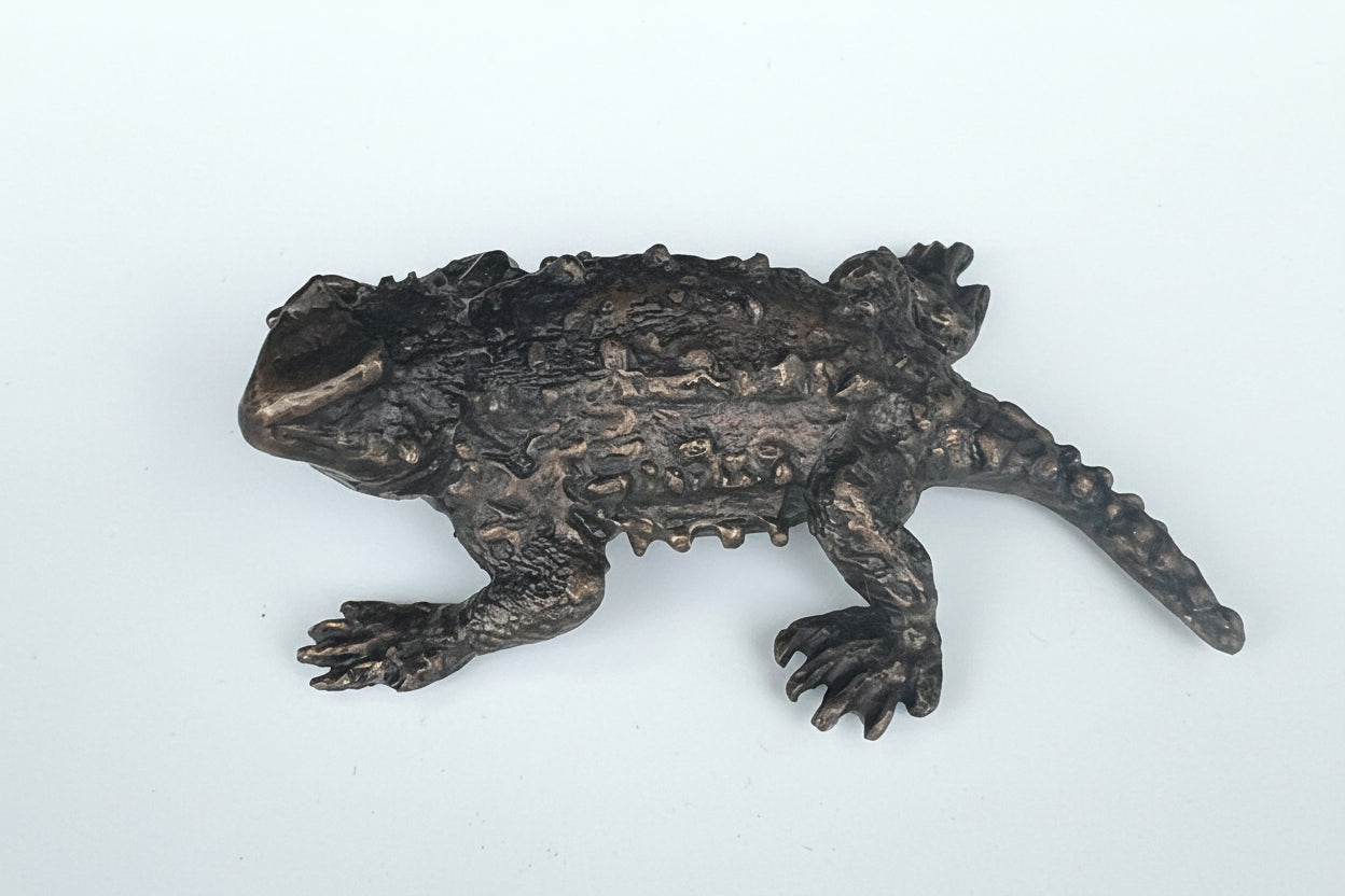 Horned Toad Bronze Sculpture – Outdoor Tactile Exhibit Replica - Atomic Carrots