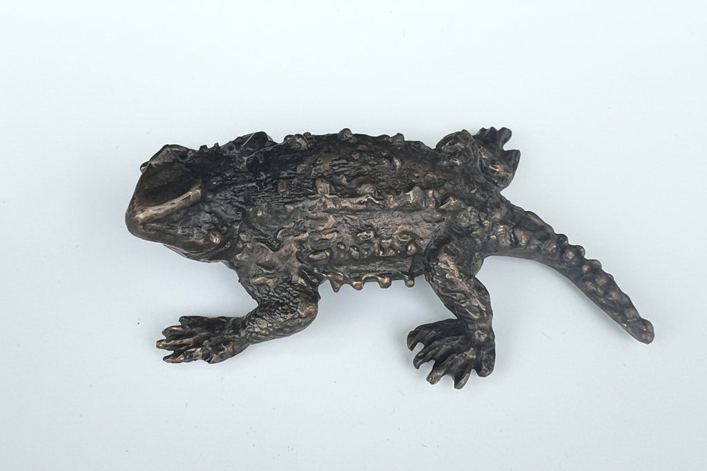 Horned Toad Bronze Sculpture – Outdoor Tactile Exhibit Replica - Atomic Carrots