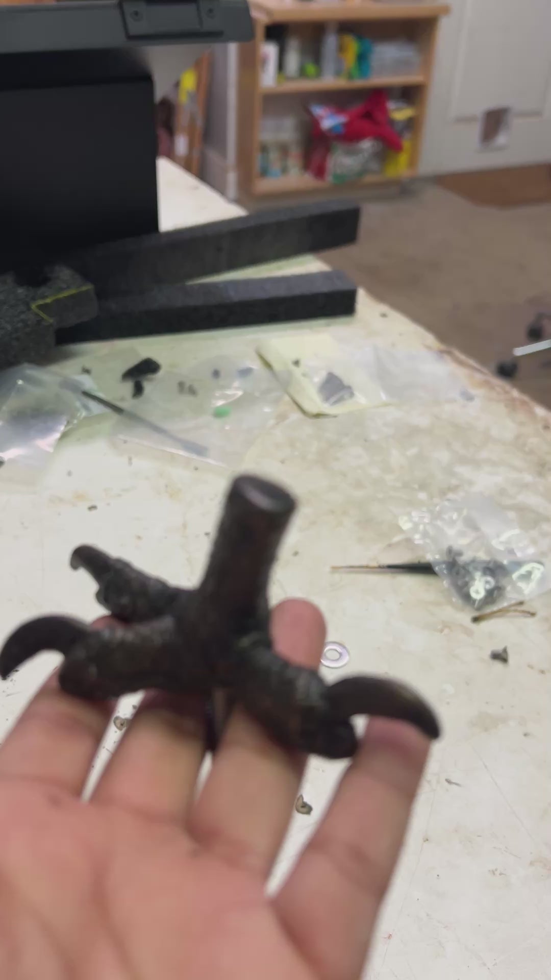 Red Hawk Talon Bronze Sculpture – Outdoor Tactile Exhibit Replica