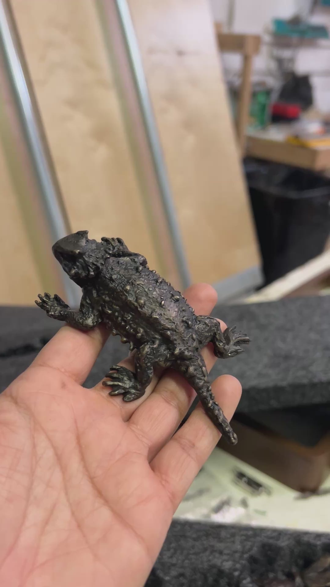 Horned Toad Bronze Sculpture – Outdoor Tactile Exhibit Replica